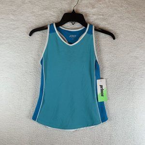 Prince Tennis Tank Girls Medium‎ Blue Polyester Match Mesh V-Neck Pullover 7080